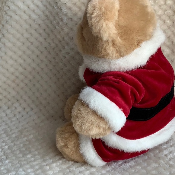 Michaels Tan Bear in Red Santa Santa Suit Stuffed Animal Plush Toy - Picture 2 of 7